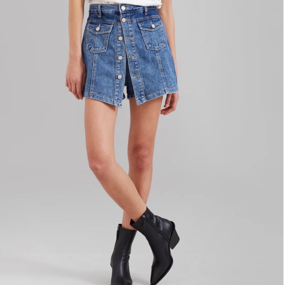 NWT The Frankie Shop “Blades” Blue Denim Skort Small - Picture 8 of 9